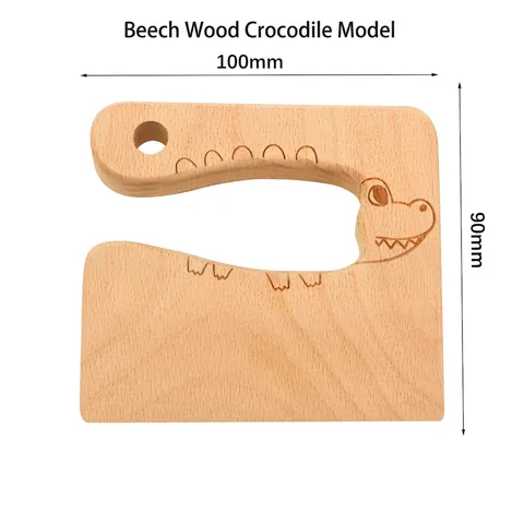 Coltello Giocattolo Legno Bambini Montessori Strumento Taglio Sicuro Per Frutta Verdura Legno Faggio Forma Animale Cucina Simulazione