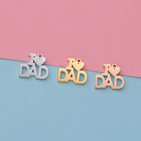 Κρεμαστό Καρδιά I Love Dad Με Κοίλα Γράμματα Από Ανοξείδωτο Ατσάλι 304 Επιχρυσωμένο 18K DIY Κόσμημα Αξεσουάρ