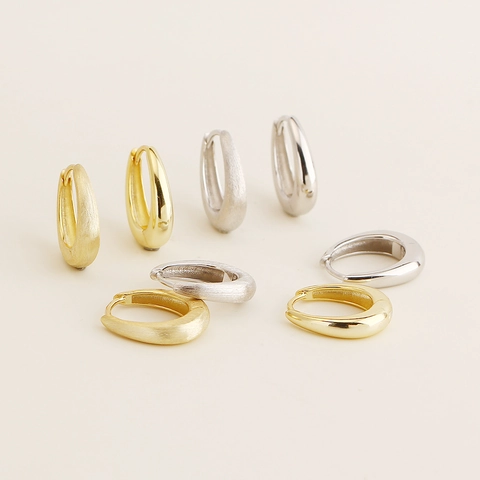 925 Sterling Zilver U-Vorm Ring Oorbellen Voor Vrouwen Minimalistisch Gepolijst Geborsteld Geometrische Huggie Sieraden