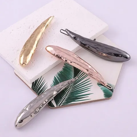 Pinza De Pelo Metal Martillado Pasador Geométrico Aleación Textura Fundida Forma Gota Horquilla Minimalista Para Mujer