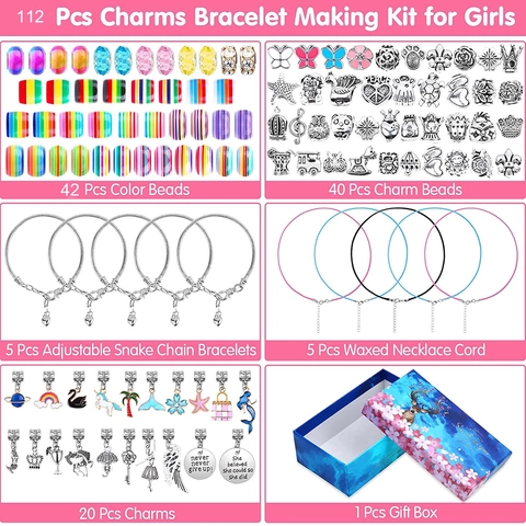 DIY Sieraden Maken Voor Meisjes Armband Ketting Met Legering Hangers Gekleurde Hars Kristallen Kralen Creatief Cadeau