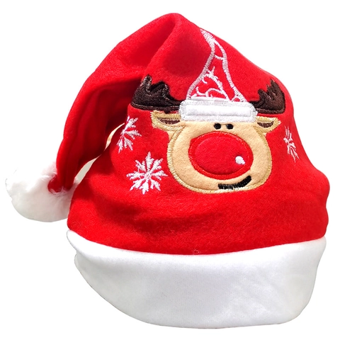 Red Christmas Hat Embroidery Santa Claus Snowman Reindeer Plush Non-Woven Festive Hat For Adults Kids Xmas Decorations Gift