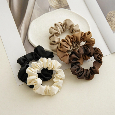 Elegant Satin Satin Scrunchies Solid Color High Elasticity French Style Hair Ties For Women Girls Daily Wear Accessories