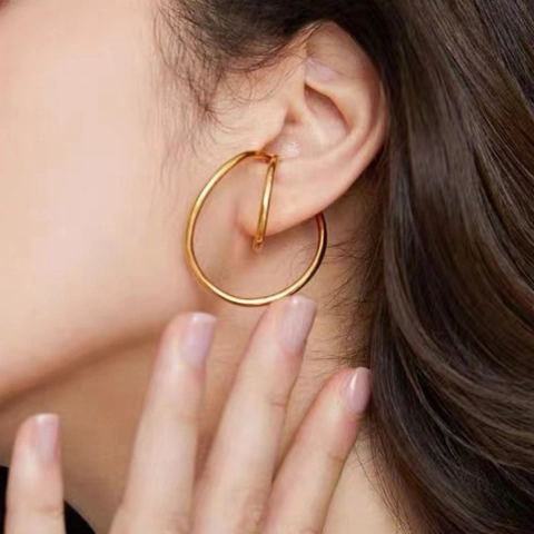 Minimalist Geometric Spiral Ear Cuffs Vintage Brass 18K Gold Plated Non Piercing Clip On Earrings Women Fashion Jewelry