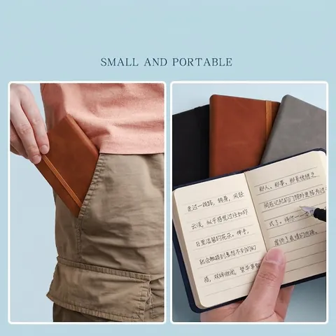 Mini Portable Notebook PU Leather Cover Elastic Strap Lined Paper Pocket Diary Office School Supplies