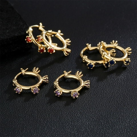 Kleine Geometrische Hoop Oorbellen 18K Verguld Koper Met AAA Zirkonia Luxe Minimalistische Sieraden Voor Dames