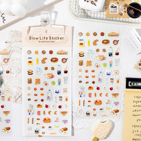 Vintage Slow Life Hand Painted Food Coffee Strawberry Decorative Stickers For DIY Scrapbooking Planner Journal Label