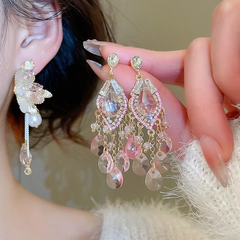 Orecchini A Farfalla Cristallo Nappa Lega Strass Perla Artificial Con Perno In Argento Sterling 925 Gioielli Eleganti
