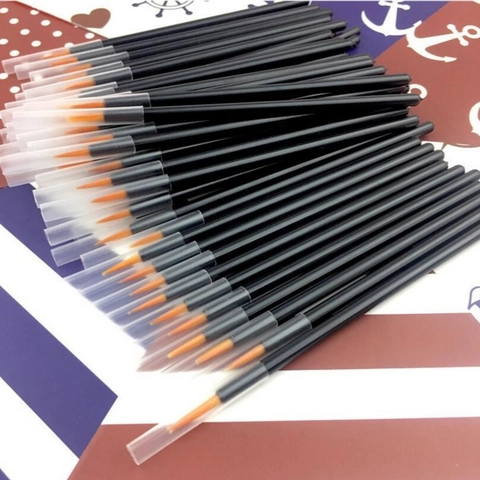 Wegwerp Eyeliner Kwasten Micro Applicatoren Synthetische Vezels Plastic Handvat Fijne Tip Make-Up Tools Met Transparante Kap