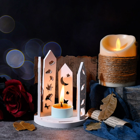 DIY Silicone Molds For Resin Hollow Out Animal Moon Star Patterns Candle Holder Base Insert Crafts Home Decor