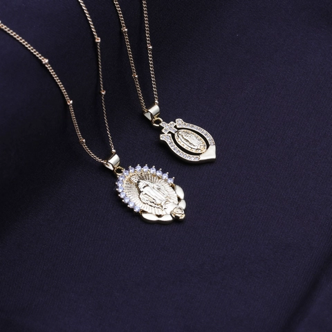 Collar Con Colgante Religioso De La Virgen María Maria Cobre Chapado En Oro Corazón Herradura Joyería Retro Con Diamantes De Imitación Para Mujer