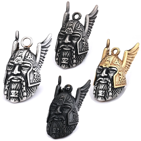 Collana Pendente Vichingo Odino Acciaio Inossidabile Elmo Alato Guerriero Runa Nordica Biker Punk Gioielli Retro Per Uomini