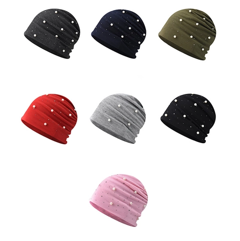 Damen Winter Strickmütze Beanie Mit Künstliche Perlen Und Strasssteinen Weich Warm Winddicht Elegant Slouchy Bonnet