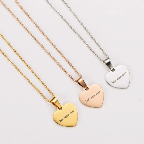 Collana Con Ciondolo A Cuore Acciaio Inossidabile Lucidato Best Mom Ever Inciso Regalo Festa Della Mamma Gioielli