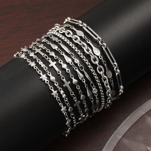 Gioielli Collana E Bracciale In Acciaio Inossidabile 304 Hip Hop Per Uomo Donna Geometrico Cubano Stella Croce Stile