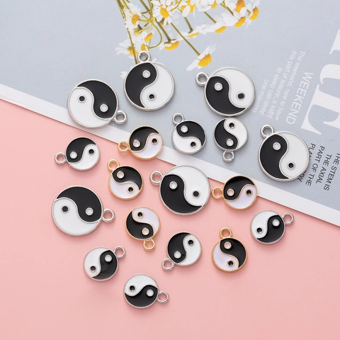 Yin Yang Tai Chi Runde Anhänger Legierung Emaille Charms Für DIY Schmuckherstellung Zubehör Symbolischer Stil