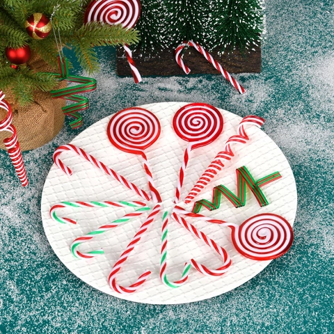 Ornamenti Natalizi Appesi Caramelle Plastica PPS Bastoncino Di Zucchero Lecca Lecca Spirale Per Albero Di Natale Festa