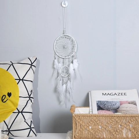 Handmade Dreamcatcher Feather Wall Hanging Decor Woven Beads Boho Style Ornament Home Bedroom