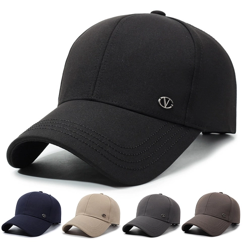 Vintage Baumwolle Polyester Baseballkappe Mit Metall V Logo Verstellbarer Sonnenschutz Outdoor Casual Sport Hut Unisex