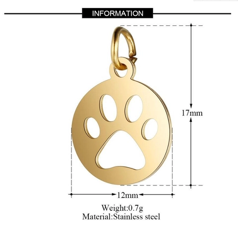 Pendente Zampa Di Cane Svuotato Acciaio Inossidabile Lucidato A Specchio DIY Creazione Gioielli Stile Amanti Animali