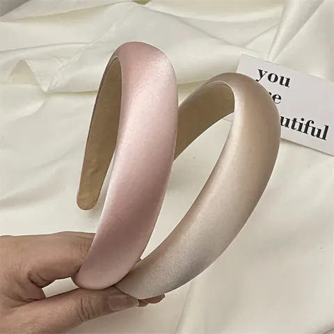 Padded Headband Satin Solid Color High Top Hair Hoop Elegant Korean Style Retro Hair Accessory For Women