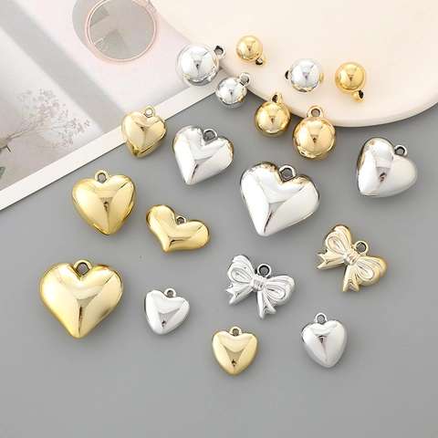 Coeur Noeud Papillon Boule Ronde DIY Bijoux Breloques Plastique Métallique Galvanisé Pour Collier Bracelet Fabrication