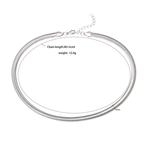 Collier Chaîne en Os de Serpent Plate en Acier Inoxydable Minimaliste pour Femmes Bijoux de Mode Plaqués Or Argent