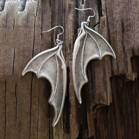 Pendientes Alas De Murciélago Gótico Aleación Metal Colgantes Halloween Joyería Estilo Retro Oscuro