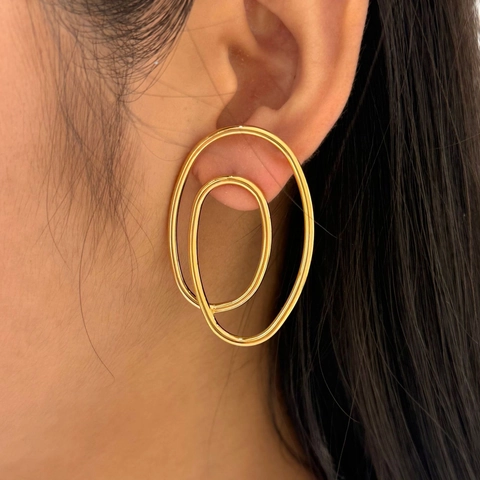 Abstract Swirl Hoop Earrings For Women 304 Stainless Steel PVD Gold Plated Double Spiral Minimalist Jewelry