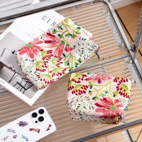 Portable Travel Cosmetic Bag Large Capacity Jacquard Makeup Pouch Waterproof Toiletry Organizer Storage Bag For Women
