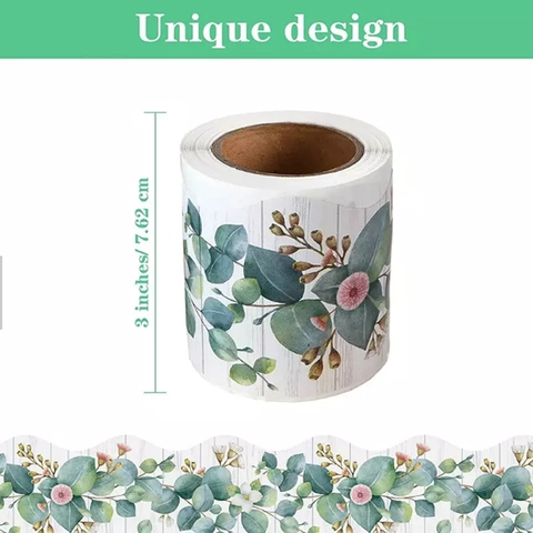 Eucalyptus Leaves Bulletin Board Border Sticker Scalloped Edge Self Adhesive Coated Paper Classroom Blackboard Decor