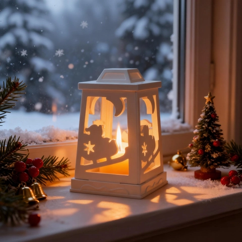 Christmas Lantern Silicone Mold DIY Hollow Splicing Candle Holder Reusable Craft Casting For Santa Reindeer Tree Decor