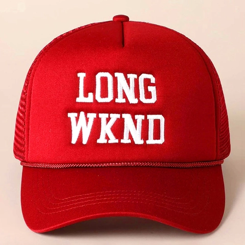 Καπέλο Trucker Με Κέντημα Long Wknd Αφρώδες Πλέγμα Snapback Ρυθμιζόμενο Αντηλιακή Προστασία Καπέλο Μπέιζμπολ