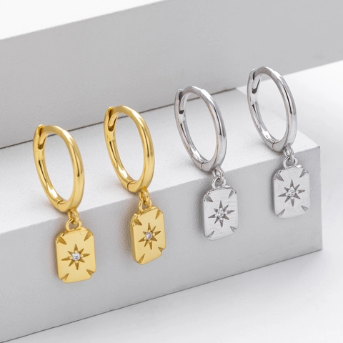 925 Sterling Silver Eight-Pointed Star Stud Earrings For Women With Zirconia Gold Silver Plated Fashion Jewelry Gift