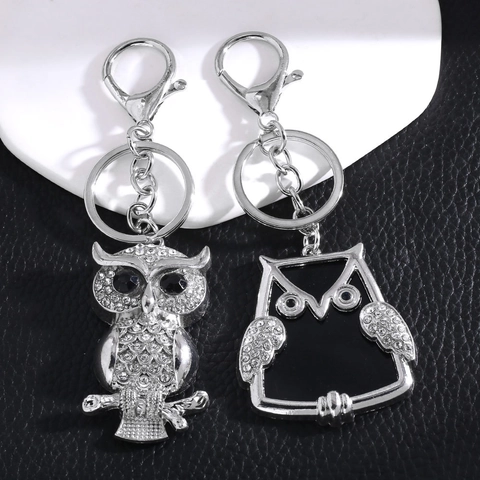 Portachiavi Civetta Carino Lega Strass Scintillanti Ciondolo Animale Ciondolo Borsa Accessorio Auto Gioielli Di Moda