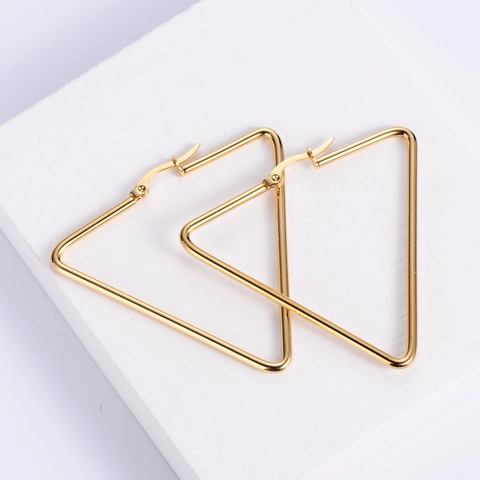 Triangle Hoop Earrings Stainless Steel 18K Gold Plated Geometric Minimalist Fashion Jewelry For Women
