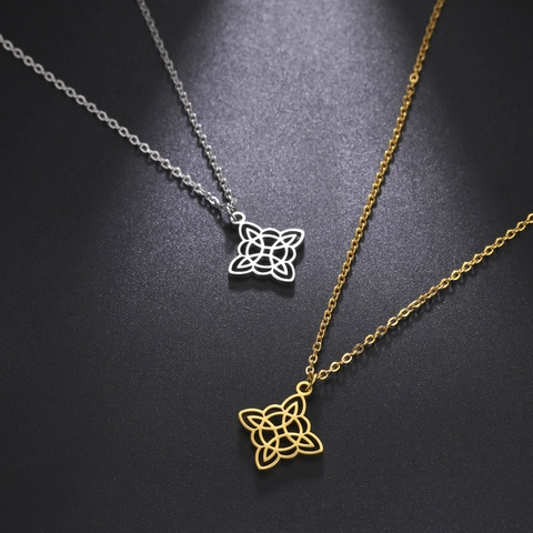 Celtic Witches Knot Pendant Necklace 304 Stainless Steel Gothic Occult Wiccan Jewelry For Men Women Pagan Style