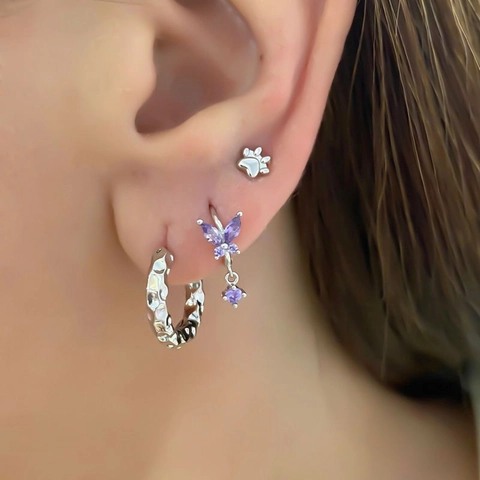 925 Sterling Silver Butterfly Stud Earrings For Women Shiny Rhinestone Inlaid Animal Shape Fashion Piercing Jewelry Accessory