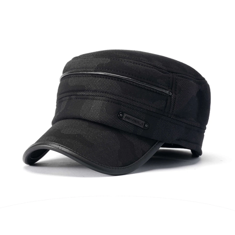 Gorra Cadet Para Hombre Sombrero Militar Camuflaje Parte Superior Plana Gruesa Cálida Invierno Estilo Informal Aire Libre