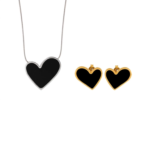 Collar con Colgante de Corazón de Estilo Oscuro Pendientes Joyería de Acero de Titanio Acrílico Minimalista Ajustable Mujer