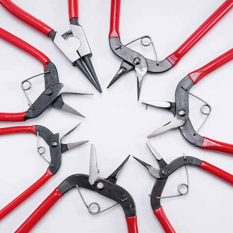 Professional Jewelry Pliers Iron DIY Crafting Tool Needle Round Flat Nose Hole Punch With Red Non Slip Handle For Beading