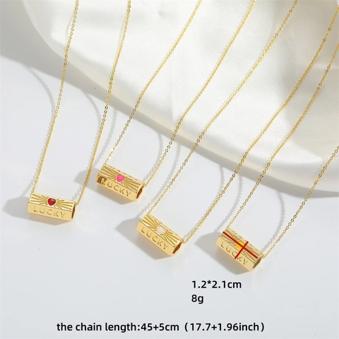 Copper Zircon Necklace Lucky Happy Heart Pendant Clavicle Chain Gold Color Fashion Jewelry For Women Elegant
