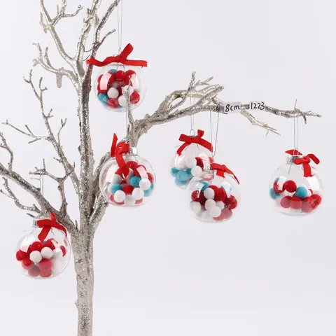 Ornamenti Natalizi Appesi Palle Plastica Legno Glitter Ciondoli Albero Vacanze Vari Colorati Decorazione Novità