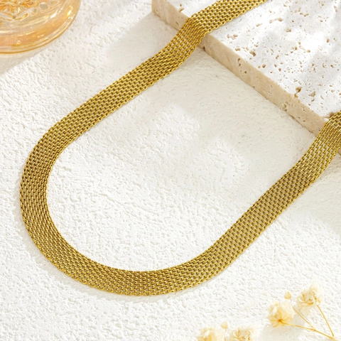 Set Gioielli Catena In Maglia Intrecciata Moda Collana E Bracciale In Acciaio Inossidabile Per Donna Accessorio Elegante