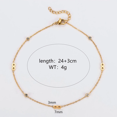 Unendlichkeitssymbol 304 Edelstahl Fußkettchen Mit Strass Vergoldeter Minimalistischer Fußschmuck Für Frauen