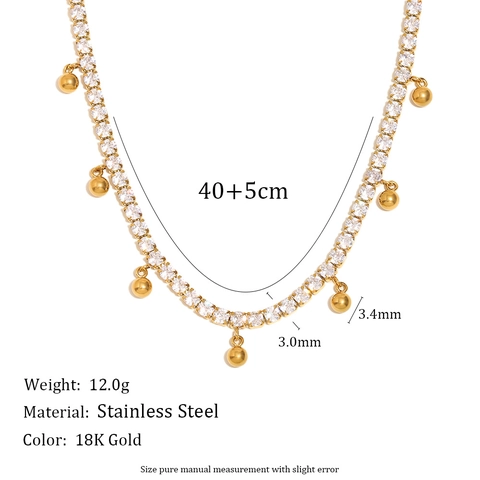 Collana E Bracciale In Acciaio Inossidabile Placcato Oro 18K Zirconia Nappa Di Perle Tonde Gioielli Di Moda Minimalista Donna