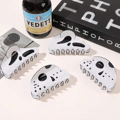 Halloween Hair Claw Clips PVC Ghost Face Skull Dark Style Gothic Hair Accessories For Women Festive Party Headwear