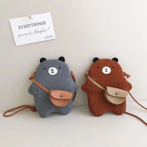 Bolso Bandolera Infantil Lindo Forma Oso Pana Acolchado Bolso Hombro Mini Accesorio Cuero Estilo Coreano Niños