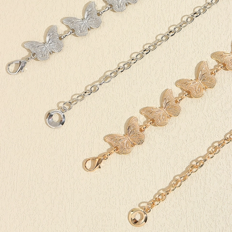 Metal Waist Chain Belt Butterfly Round Disk Linked Body Chain Adjustable For Dress Jeans Summer Beach Accessory Punk Style