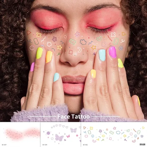 Pegatinas De Tatuaje Temporal Para La Cara Lindas Corazón Estrella Pecas Maquillaje Para Mujeres Niñas Fiesta Cosplay Estética